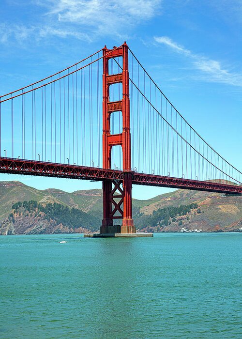 Golden Gate Bridge Greeting Card featuring the photograph Classic South Tower Golden Gate Bridge by Bonnie Follett