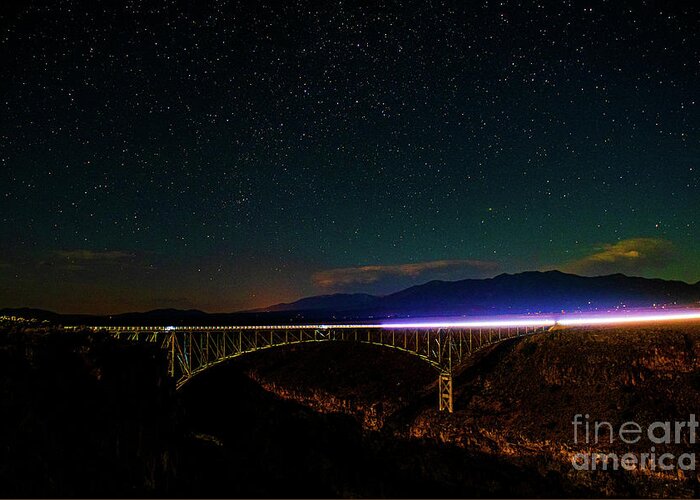 Taos Greeting Card featuring the photograph Clear Starry Night at the Gorge Bridge by Elijah Rael