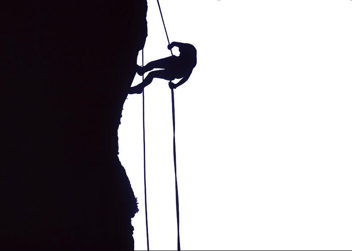 Abseil Greeting Card featuring the photograph Climber on rappel by Steve Estvanik
