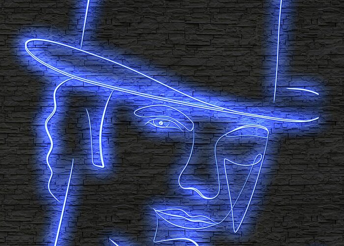 Clint Eastwood Greeting Card featuring the digital art Clint Eastwood neon portrait by Movie World Posters