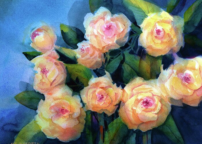 Yellow Roses Greeting Card featuring the painting Close to You by Lois Blasberg