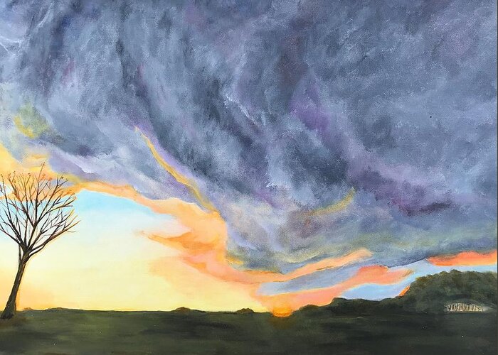 Cloud Greeting Card featuring the painting Cloud Fury by Deborah Naves
