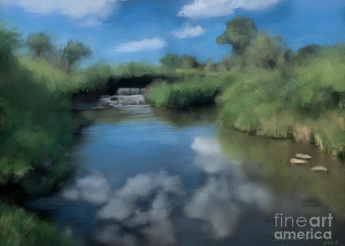 Landscape Greeting Card featuring the digital art Clouded Stream by Dwayne Glapion