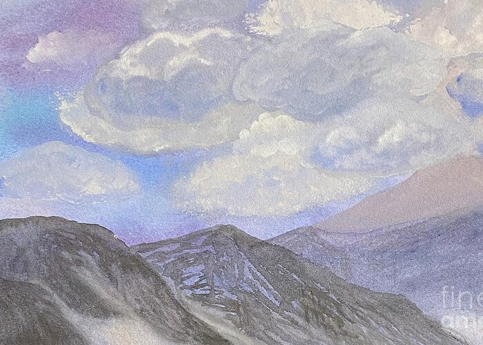 Clouds Greeting Card featuring the mixed media Clouds and Mountains by Lisa Neuman