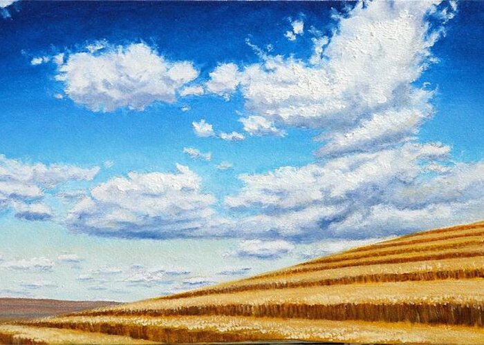 Palouse Greeting Card featuring the painting Clouds on the Palouse near Moscow Idaho by Leonard Heid