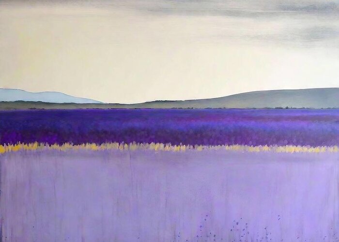 Provence Greeting Card featuring the painting Clouds over Provence Painting provence paintings of provence clouds and lavender lavender fields south of france provence paintings lavender painting lavender provence lavender field provence france by N Akkash
