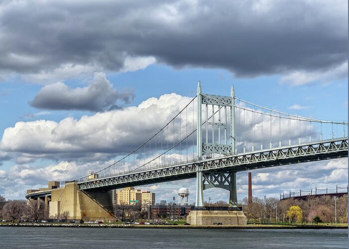 Astoria Park Greeting Card featuring the photograph Cloudscape Over Triboro Bridge by Cate Franklyn