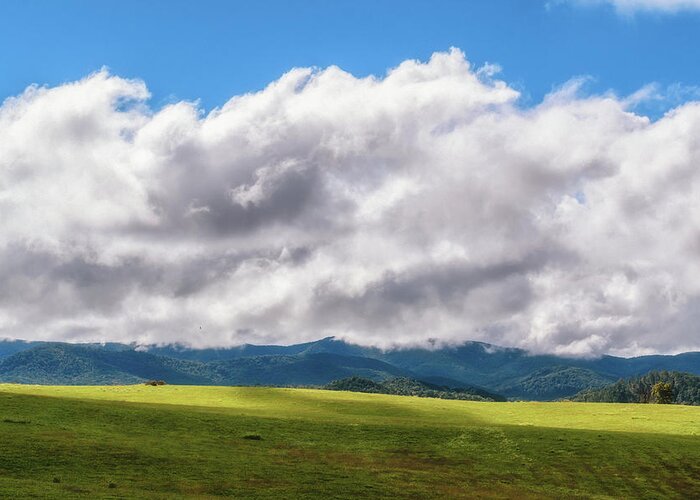 Landscape Greeting Card featuring the photograph Cloudy Blue by Jim Love