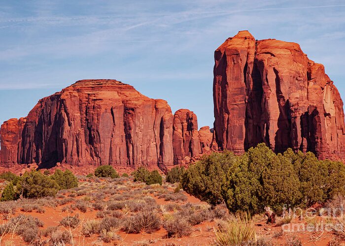 Monument Valley Greeting Card featuring the photograph Cly and Elephant Buttes by Bob Phillips