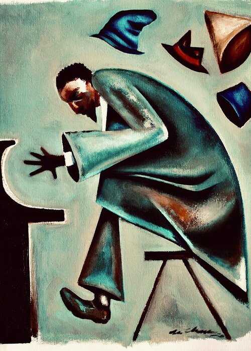 Thelonious Monk Greeting Card featuring the painting Coat and Hats / Thelonious Monk by Martel Chapman