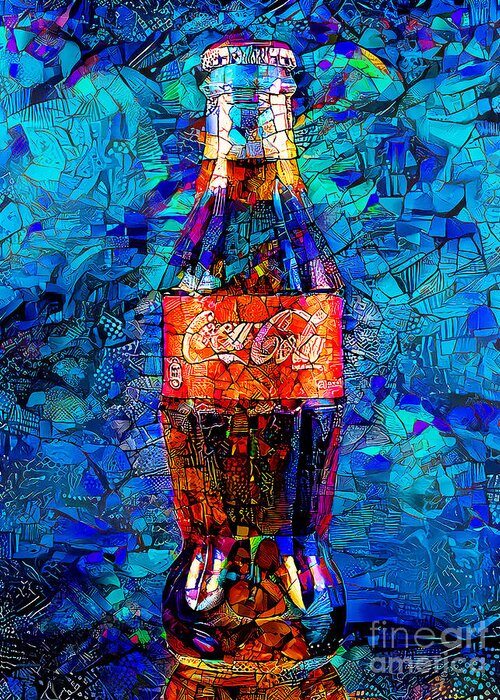 Wingsdomain Greeting Card featuring the photograph Coca Cola Coke Bottle in Contemporary Modern Art 20220101 by Wingsdomain Art and Photography