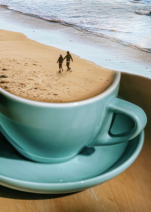 Beach Greeting Card featuring the digital art Coffee Beach by Swissgo4design