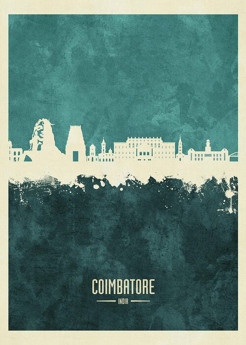 Coimbatore Greeting Card featuring the digital art Coimbatore Skyline India #85 by Michael Tompsett