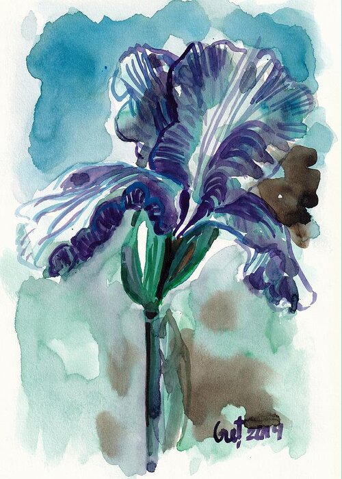 Iris Greeting Card featuring the painting Cold Iris by George Cret
