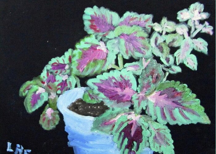 Coleus Greeting Card featuring the painting Coleus by Linda Feinberg