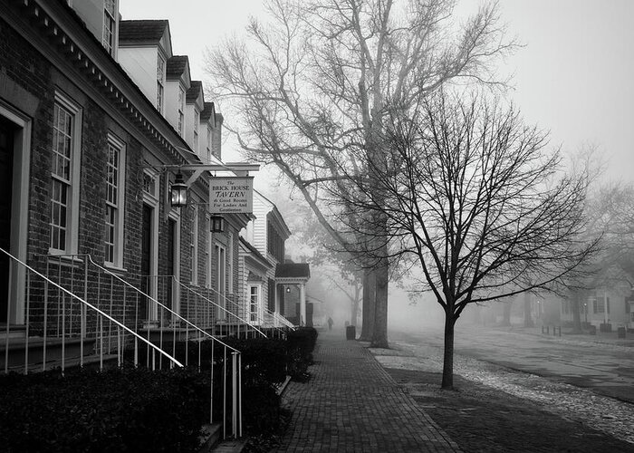 Colonial Williamsburg Greeting Card featuring the photograph Colonial Williamsburg in Misty March by Rachel Morrison