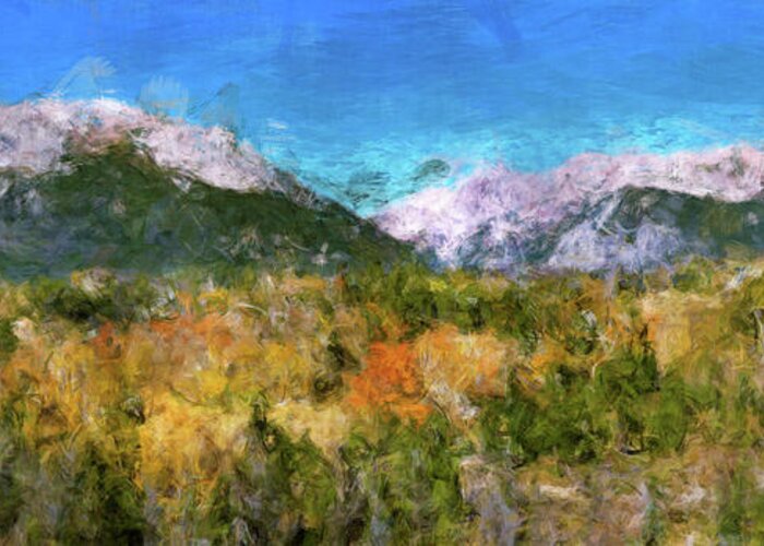 Colorado Rocky Mountains Greeting Card featuring the digital art Colorado Rocky Mountains in the Fall by SnapHappy Photos