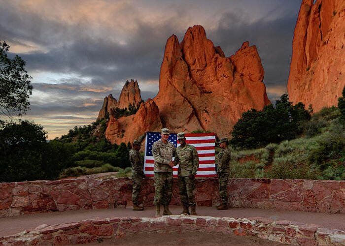 Colorado Greeting Card featuring the photograph Colorado Springs Military Ceremony by Norma Brandsberg