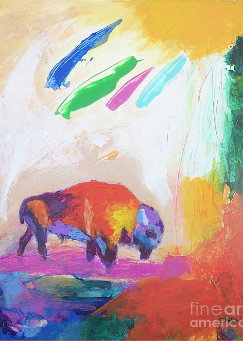 Bison Greeting Card featuring the photograph Bison painting by Stella Levi