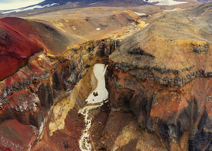 Canyon Greeting Card featuring the photograph Colorful Dangerous Canyon on Kamchatka by Mikhail Kokhanchikov