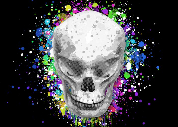 Ghost Greeting Card featuring the mixed media Colorful Evil Skull Wall Art - High Quality by Stefano Senise