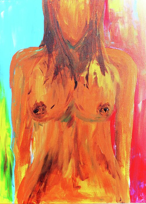 Paintings Greeting Card featuring the painting Colorful Female nude by Julie Lueders 