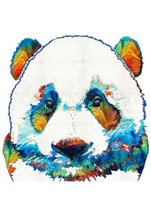 Panda Greeting Card featuring the painting Colorful Panda Bear Art By Sharon Cummings by Sharon Cummings