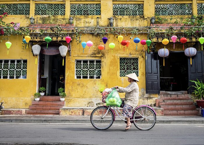 Ancient Greeting Card featuring the photograph Colors of Hoi An by Arj Munoz