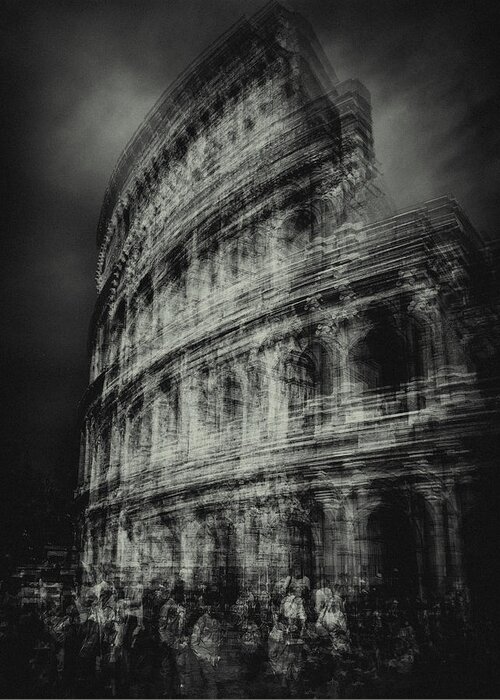 Monochrome Greeting Card featuring the photograph Colosseo by Grant Galbraith