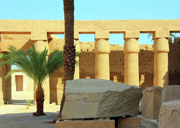 Egypt Greeting Card featuring the photograph Columns In Egypt Karnak Temple by Mikhail Kokhanchikov
