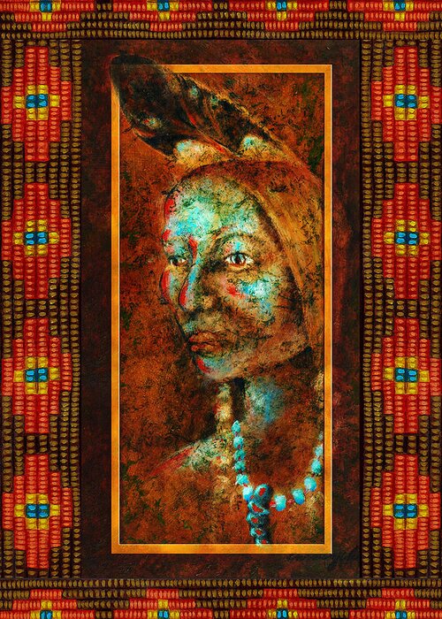 Native American Greeting Card featuring the painting Coming Together II by Kevin Chasing Wolf Hutchins