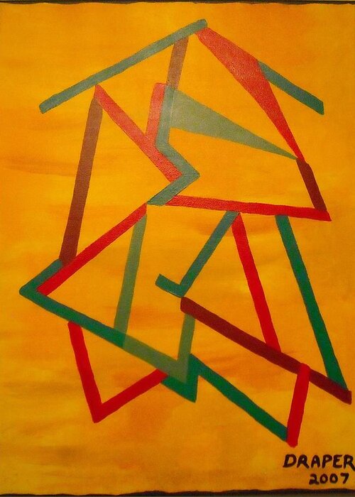 Triangle Triangle's Lines Sketch Sketches Drawing Draw Math English Class Scheduling Image Derail Tracks Copier Copy Copying Border Science Art Class Geometric Abstract New Bold Different Colorful Bright Modern Collect Collectible Invest Investment Love Like Live Life Lady Ladien Woman Girl Girl's Greeting Card featuring the painting Connected 1 by Timothy Draper