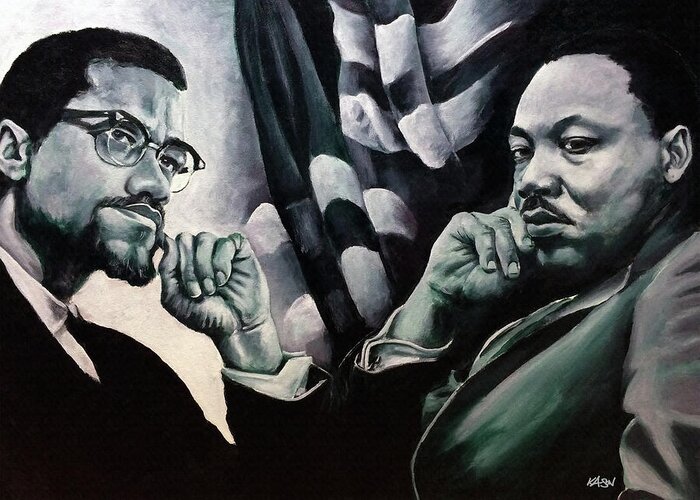 Martin Luther King Greeting Card featuring the painting Contemplation of a Meeting by Art of Ka-Son