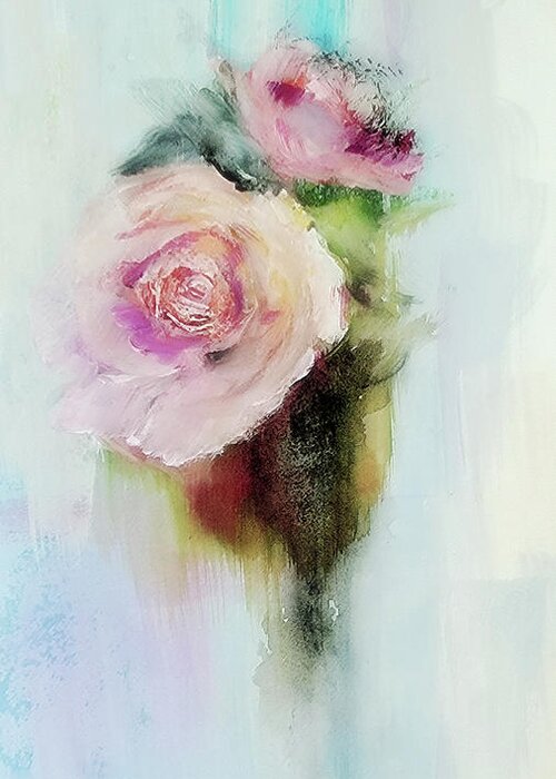 Contemporary Greeting Card featuring the painting Contemporary Rose Watercolor Painting by Lisa Kaiser