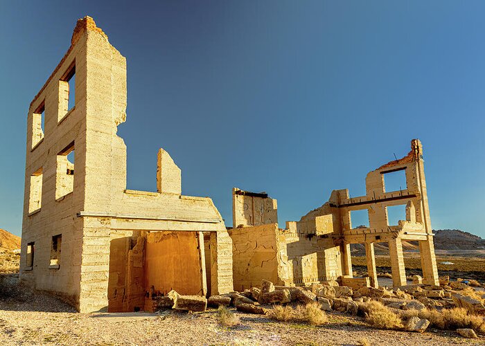 Nevada Greeting Card featuring the photograph Cook Bank Building - Rhyolite Nevada by Mike Lee