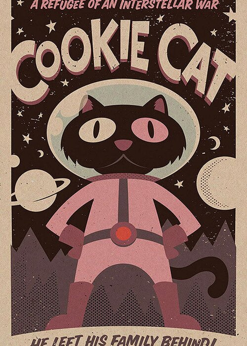 Cat Greeting Card featuring the digital art Cookie Cat print by Robert Waltz