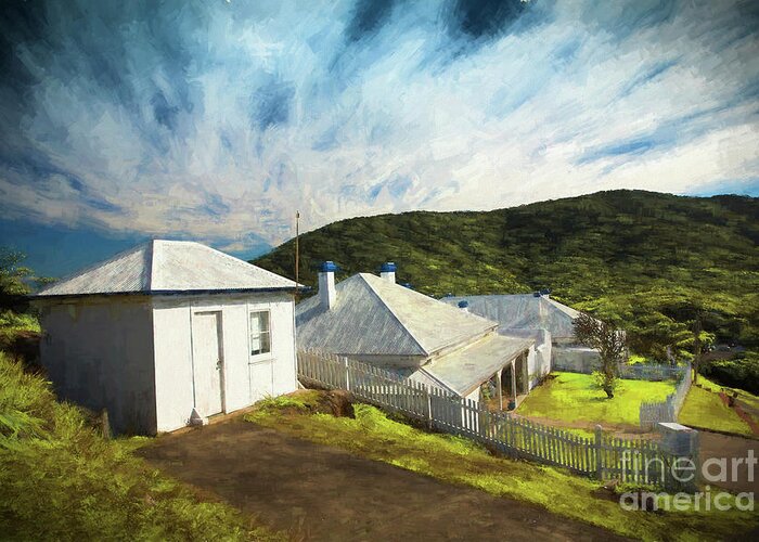 Painterly Image Greeting Card featuring the photograph Cottages at Smoky Cape, Rembrandt style by Sheila Smart Fine Art Photography