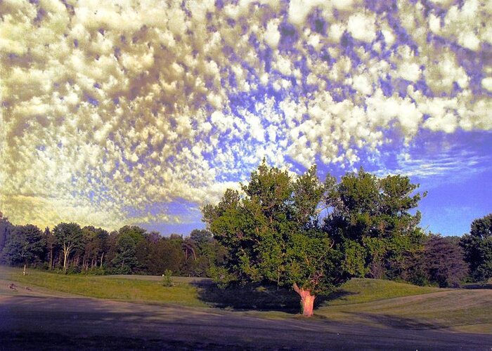 Cloud Art Greeting Card featuring the photograph Cottonball Clouds on Golf Course by Stacie Siemsen