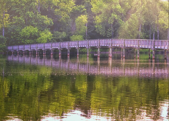 Bridge Greeting Card featuring the photograph Couchville Lake Footbridge by Laura Vilandre
