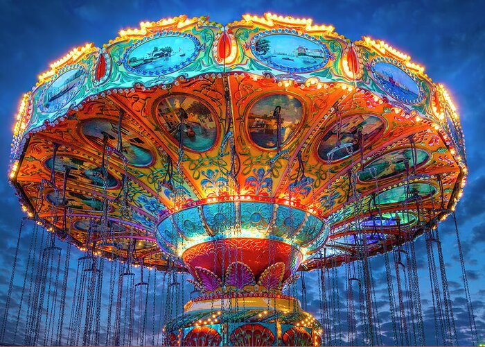 Swing Ride Greeting Card featuring the photograph County Fair Swing Ride by Mark Andrew Thomas