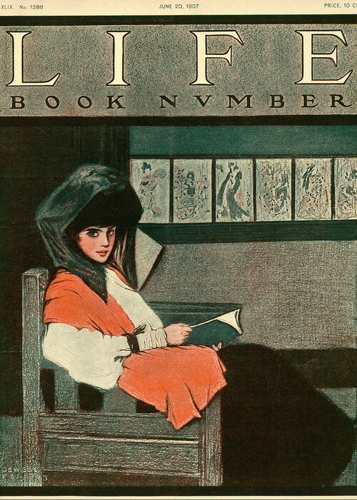 Woman Reading A Book Greeting Card featuring the mixed media Cover of Life Magazine June 20, 1907 by Sewell Collins