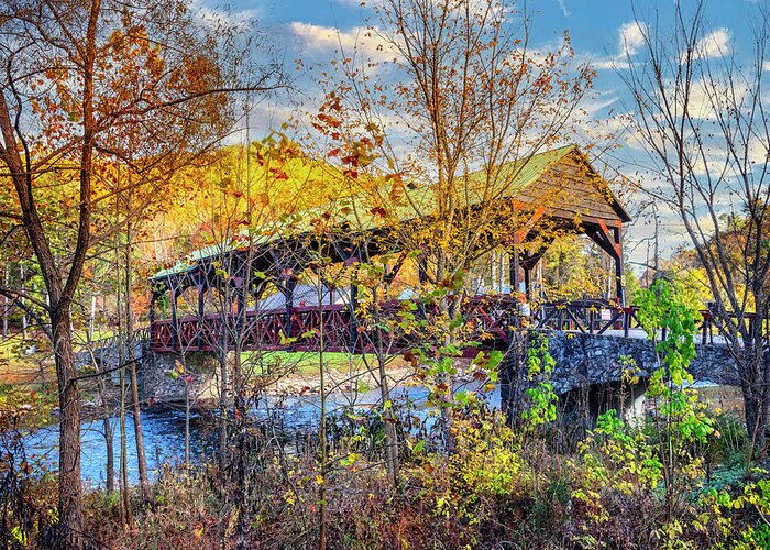 Carolina Greeting Card featuring the photograph Covered Bridge in the Autumn Smoky Mountains by Debra and Dave Vanderlaan