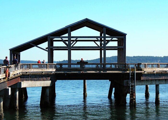 Pier Greeting Card featuring the photograph Covered Pier at Port Townsend by Connie Fox