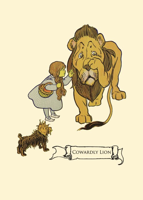 The Wizard Of Oz Greeting Card featuring the digital art Cowardly Lion Illustration by Madame Memento