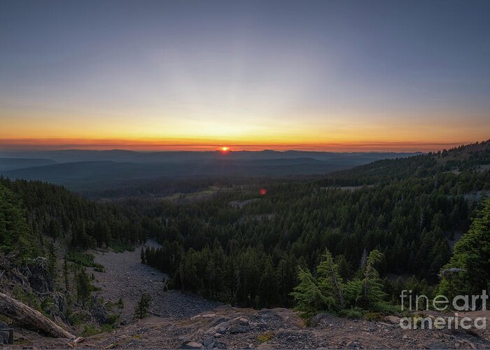 Crater Lake Greeting Card featuring the photograph Crater Lake Rim Drive Sunset by Michael Ver Sprill