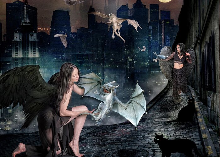 Creatures Greeting Card featuring the digital art Creatures of the Night by Diana Haronis