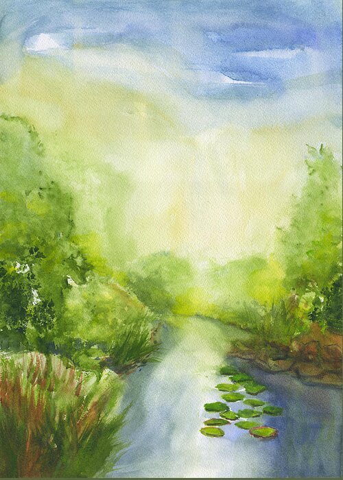 Creek And Curve Greeting Card featuring the painting Creek and Curve by Frank Bright