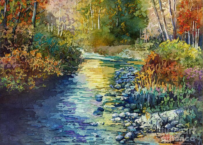 Creek Greeting Card featuring the painting Creekside Tranquility by Hailey E Herrera