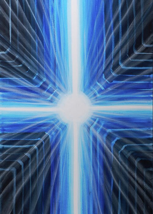  Greeting Card featuring the painting Cross Of Light by Britta Burmehl