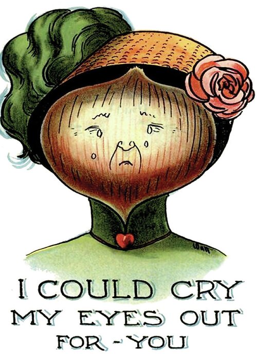 Woman Greeting Card featuring the digital art Crying Onion Girl by Long Shot
